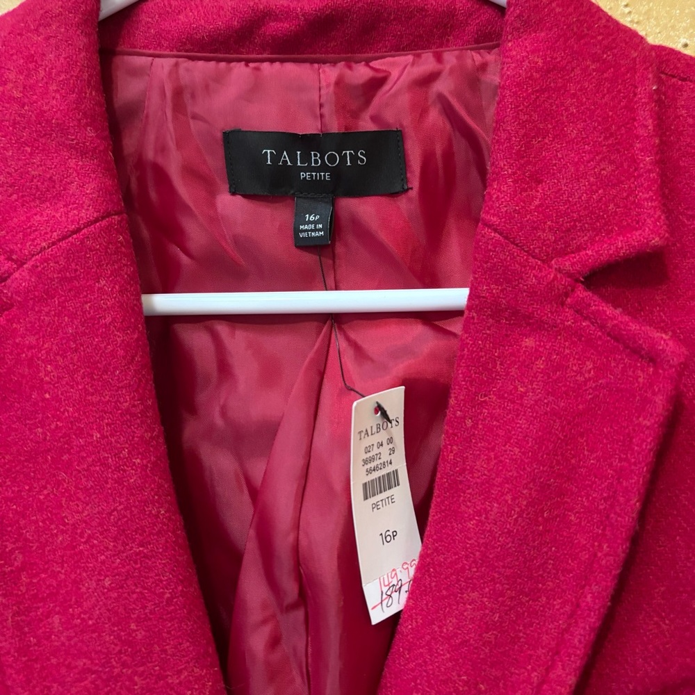 Talbots Women's CLASSIC SHETLAND BLAZER - BICOLOR HERRINGBON wool blend size 16P - Picture 4 of 14